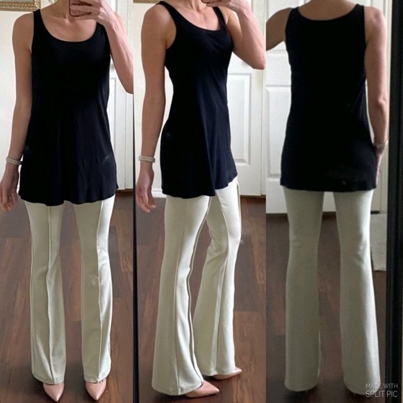Eileen Fisher Tops - Eileen Fisher black 100% silk stretchy sleeveless blouse easy fit long tank top